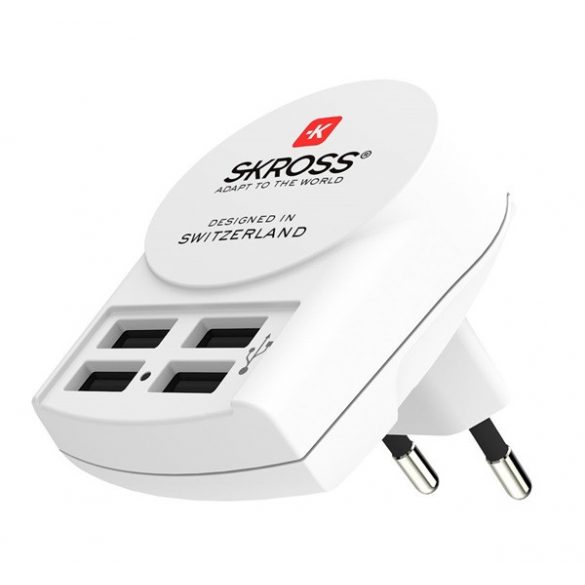 Încărcător de rețea SKROSS 4 prize USB (4,8W) ALB