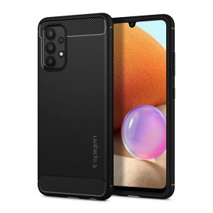 SPIGEN RUGGED ARMOR Husă silicon pentru telefon (impact mediu rezistent, bubble heel, model de carbon) negru Samsung Galaxy A52 5G (SM-A526F), Samsung Galaxy A52 4G (SM-A525F), Samsung Galaxy A52s 5G