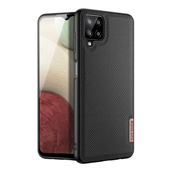 DUX DUCIS FINO Husă silicon pentru telefon (interior din plastic, mediu rezistent la impact, model grilă) negru Samsung Galaxy A12 (SM-A125F / SM-A127F)