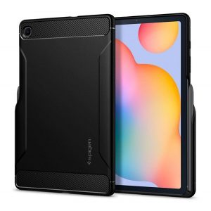 Protectie de telefon din silicon SPIGEN RUGGED ARMOR (rezistenta la impact, colt cu perna de aer, model carbon) NEGRU SamsungGalaxy Tab S6 Lite 10.4 LTE (SM-P619) 2022, Galaxy Tab S6 Lite 10.4 WIFI (SM-P613) 2022