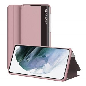 Husă stativă cu efect de piele (FLIP, deschidere laterală, suport de birou, ID apelant, fereastră de vizualizare) RED Samsung Galaxy A32 5G (SM-A326)