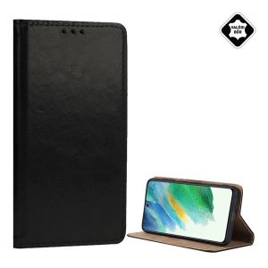 Husă stativă, piele naturală (FLIP, deschidere laterală, desktop) negru Samsung Galaxy A52 5G (SM-A526F), Samsung Galaxy A52 4G (SM-A525F), Samsung Galaxy A52s 5G (SM-A528)