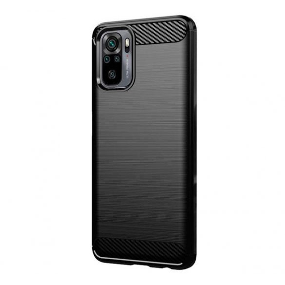 Husă silicon pentru telefon (rezistent la impact mediu, călcâi pernă de aer, model de carbon periat) negru Xiaomi Redmi Note 10 4G (Notă 10s), Xiaomi Poco M5s