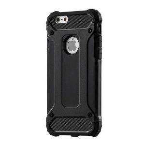 Protector de telefon din plastic Defender (rezistenta la impact mediu, colt cu perna de aer, interior din silicon, efect metalic) NEGRU Apple iPhone 6S 4.7, Apple iPhone 6 4.7