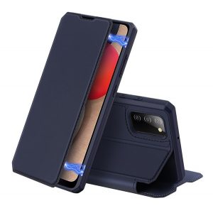 DUX DUCIS SKIN XHusă în picioare, efect piele (FLIP, deschidere laterală, suport pentru desktop, suport pentru încărcare wireless) NEGRU Samsung Galaxy A02s (SM-A025F)