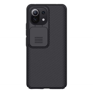 NILLKIN CAMSHIELD protecțiede plastic pentru telefon (cadru din silicon, rezistent la impact mediu, protecție pentru cameră, cu dungi) NEGRU Xiaomi Mi 11 Lite 4G, Xiaomi Mi 11 Lite 5G, Xiaomi 11 Lite 5G NE