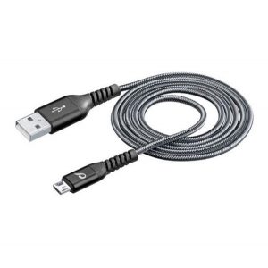 Cablu de date CELLULARLINE (USB - microUSB, 120cm, capac Kevlar, anti-rupere) NEGRU