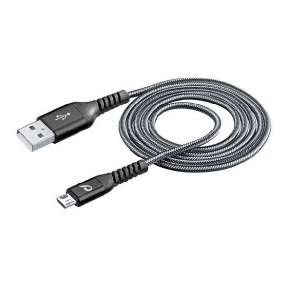 Cablu de date CELLULARLINE (USB - microUSB, 120cm, capac Kevlar, anti-rupere) NEGRU