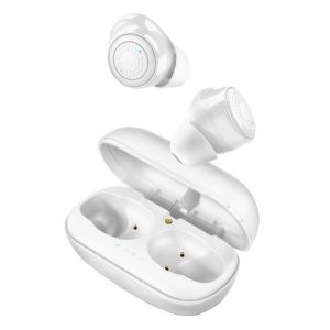 Căști bluetooth CELLULARLINE PETIT STEREO (v5.0, TWS, extra mini, microfon, filtru de zgomot activ + carcasă de încărcare) ALBE