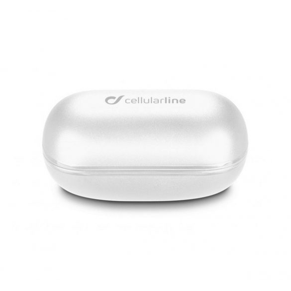 Căști bluetooth CELLULARLINE PETIT STEREO (v5.0, TWS, extra mini, microfon, filtru de zgomot activ + carcasă de încărcare) ALBE