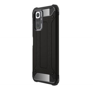 Defender protecțiede telefon din plastic (rezistent la impact mediu, călcâi cu pernă de aer, interior din silicon, efect metalic) negru Xiaomi Redmi Note 10 Pro 4G