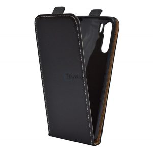 Carcasa in picioare, efect piele (FLIP, deschidere in jos, suport din silicon) NEGRU Oppo A91