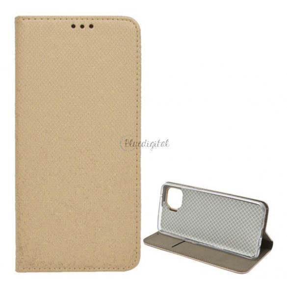 Carcasa in picioare, efect piele (FLIP, deschidere laterala, functie suport de masa, model romb) GOLD Oppo Reno 4 Lite