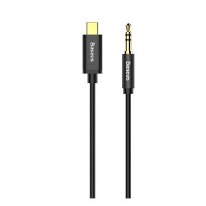 Cablu audio BASEUS M01 (3,5 mm - tip C, conector jack cu 3 pini, 120 cm, AUX) NEGRU