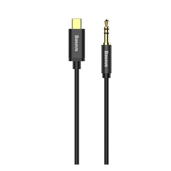 Cablu audio BASEUS M01 (3,5 mm - tip C, conector jack cu 3 pini, 120 cm, AUX) NEGRU