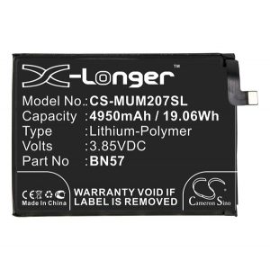 Baterie Li-Polymer CAMERON SINO (3,85V/4950mAh, compatibil Poco BN57) NEGRU Xiaomi Poco X3 NFC, Xiaomi Poco X3 Pro