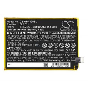 Baterie CAMERON SINO Li-Polymer (3.85V/3000mAh, compatibil cu OPPO BLP781) NEGRU Oppo A52