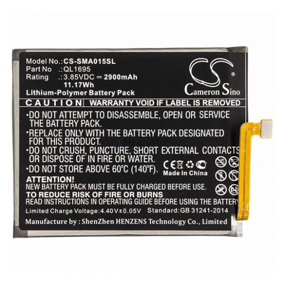 Baterie Li-Polymer CAMERON SINO (3,85V/2900mAh, compatibil Samsung QL1695) NEGRU Samsung Galaxy A01 (SM-A015F)