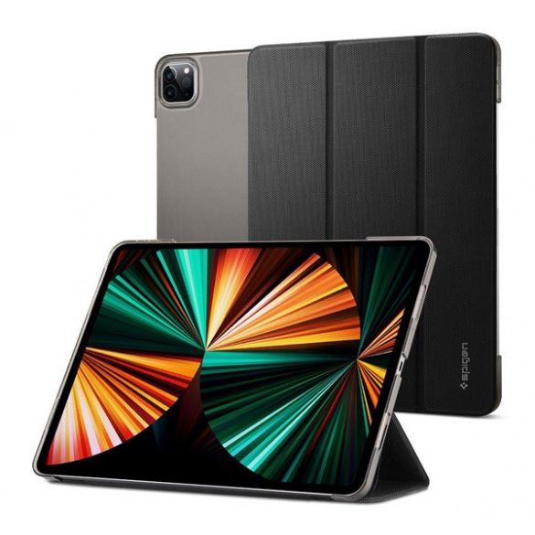 Husă din silicon SPIGEN LIQUID AIR (Flip activ, deschidere laterală, TRIFOLD, suport desktop) NEGRU Apple IPAD Pro 12.9 (2021)