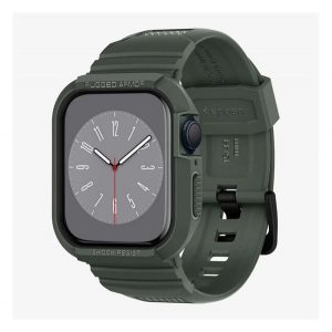 Curea de rezervă SPIGEN RUGGED ARMOR PRO (dimensiune personalizată, silicon, rezistență la șoc + cadru din silicon) VERDE ÎNCHIS Apple Watch Series 4 44mm, Apple Watch Series 5 44mm, Apple Watch Series 6 44mm, Apple Watch Series SE 44mm