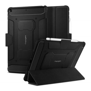 Protectie de telefon din silicon SPIGEN RUGGED ARMOR (rezistenta la impact, colt cu perna de aer, model carbon) NEGRU Apple IPAD 10.2 (2019), Apple IPAD 10.2 (2020), Apple IPAD 10.2 (2021)