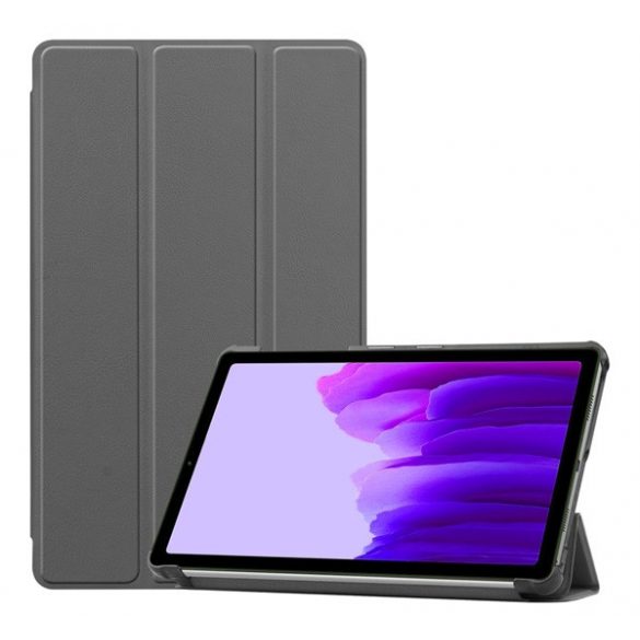 Husă stativă cu efect de piele (FLIP activ, deschidere laterală, funcție de suport pentru birou TRIFOLD) GREY Samsung Galaxy Tab A7 Lite LTE (SM-T225), Samsung Galaxy Tab A7 Lite WIFI (SM-T220)