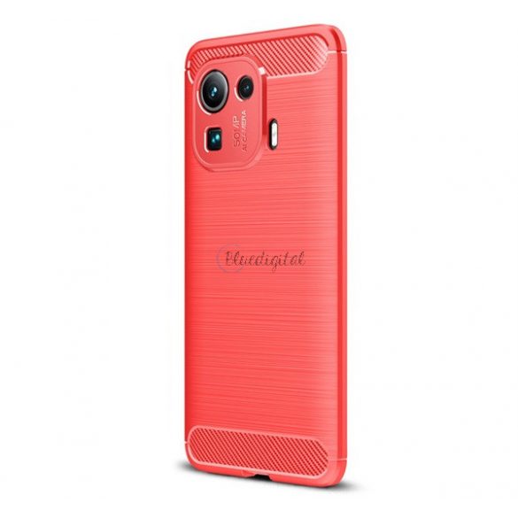 Protectie din silicon pentru telefon (rezistenta medie la impact, colt cu perna de aer, periat, model carbon) RED Xiaomi Mi 11 Pro 5G