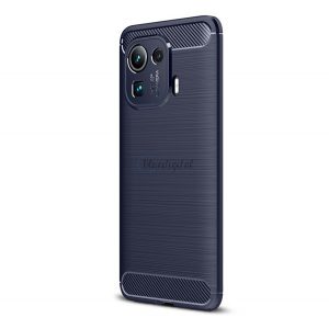 Protector de telefon din silicon (rezistență medie la impact, colț cu pernă de aer, periat, model carbon) ALBASTRU ÎNCHIS Xiaomi Mi 11 Pro 5G