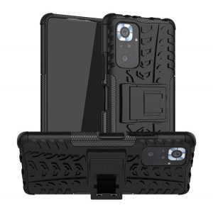 Defender protecțiede telefon din plastic (rezistent la impact mediu, interior din silicon, prindere din cauciuc, model de anvelope auto) negru Xiaomi Redmi Note 10 Pro 4G