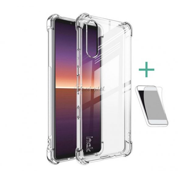 Protector de telefon din silicon IMAK (rezistență medie la impact, colț cu pernă de aer + folie de protecție pentru ecran) TRANSPARENT Sony Xperia 10 III (XQ-BT52)