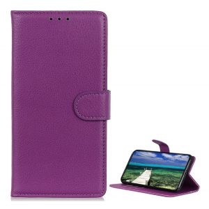 Husă în picioare, efect piele (FLIP, deschidere laterală, funcție de suport pentru desktop, premium) PURPLE Samsung Galaxy A22 5G (SM-A226)