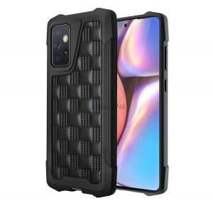 Protector de telefon din plastic Defender (rezistență medie la impact, interior din silicon, model cub 3D) NEGRU Samsung Galaxy A72 5G (SM-A726F), Samsung Galaxy A72 4G (SM-A725F)