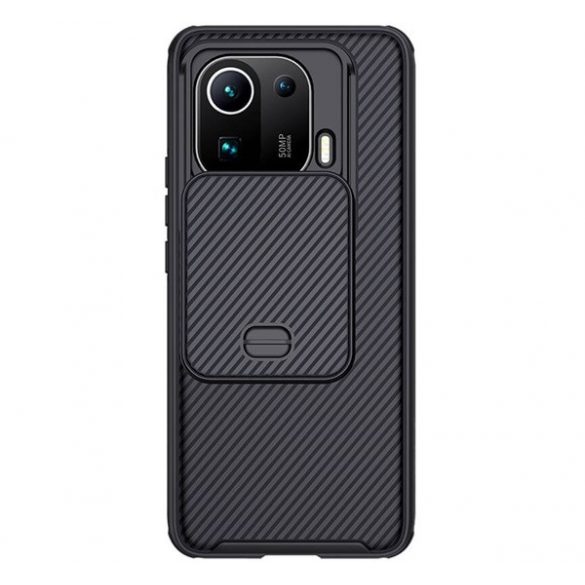 Protector de telefon din plastic NILLKIN CAMSHIELD PRO (cadru din silicon, rezistenta medie la impact, protectie camera, model in dungi) NEGRU Xiaomi Mi 11 Pro 5G