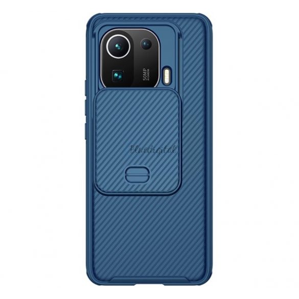 Protector de telefon din plastic NILLKIN CAMSHIELD PRO (cadru din silicon, rezistenta medie la impact, protectie camera, model in dungi) ALBASTRU INCHIS Xiaomi Mi 11 Pro 5G