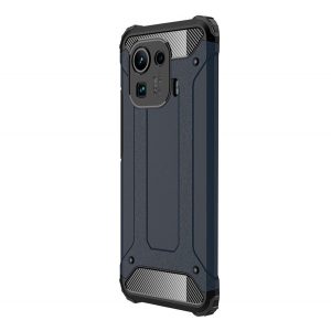 Protector de telefon din plastic Defender (rezistenta medie la impact, colt cu perna de aer, interior din silicon, efect metalic) ALBASTRU INCHIS Xiaomi Mi 11 Pro 5G