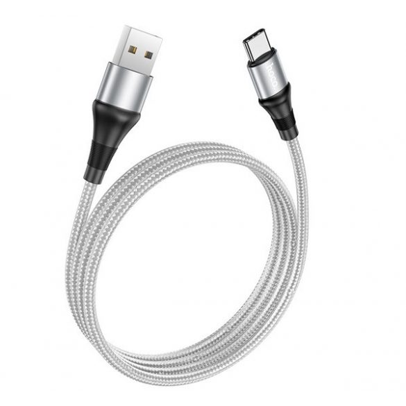 Cablu de date HOCO X50 (USB - Type-C, 3A, incarcator rapid, 100cm, anti-rupere, siret) GRI