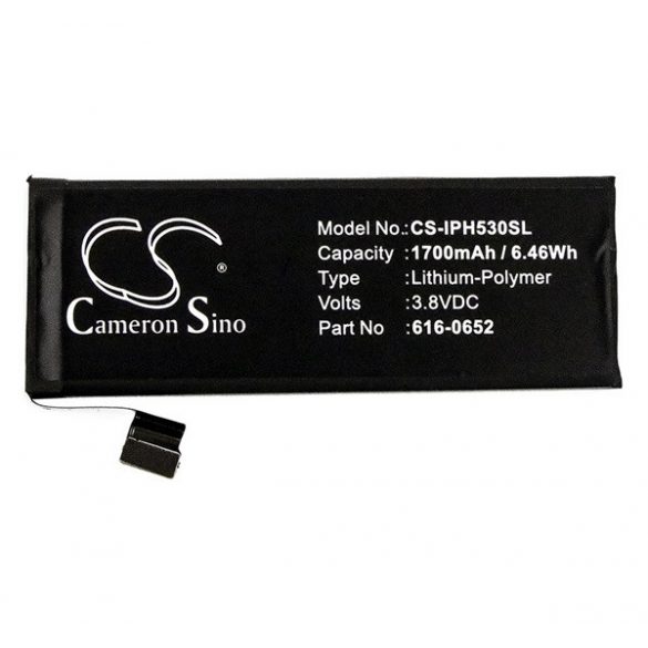 Baterie CAMERON SINO Li-Polymer (3.8V/1700mAh, compatibil cu Apple 616-0652) NEGRU Apple iPhone 5S