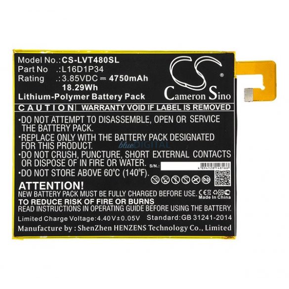 CAMERON SINO Baterie Li-Polimer (3.85V/4750mAh, compatibil Lenovo L16D1P34) BLACK Lenovo Tab 4 8 Plus (TB-8704F), Tab 4 8 (TB-8504F)