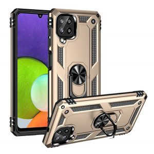 Protector de telefon din plastic Defender (rezistență medie la impact, interior din silicon, inel de suport pentru telefon, placă metalică încorporată) GOLD Samsung Galaxy A22 4G (SM-A225), Samsung Galaxy M22 (SM-M225F)