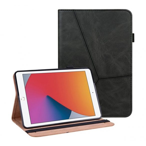 Husă în picioare, efect piele (FLIP activ, deschidere laterală, buzunar pentru card, efect piele uzată, suport pentru creion) NEGRU Apple IPAD 10.2 (2019), Apple IPAD 10.2 (2020), Apple IPAD 10.2 (2021)