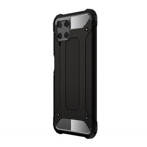 Protector de telefon din plastic Defender (rezistență medie la impact, colț cu pernă de aer, interior din silicon, efect metalic) NEGRU Samsung Galaxy A22 4G (SM-A225), Samsung Galaxy M22 (SM-M225F)