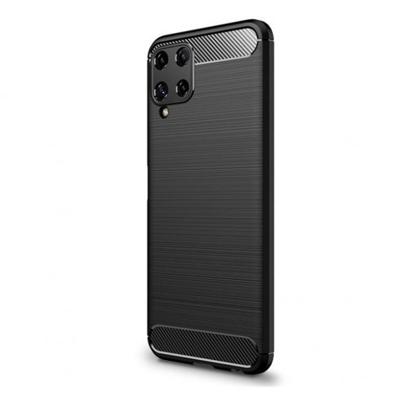 Silicon protecțiepentru telefon (rezistent la impact mediu, călcâi cu pernă de aer, periat, model de carbon) negru Samsung Galaxy A22 4G (SM-A225), Samsung Galaxy M22 (SM-M225F)