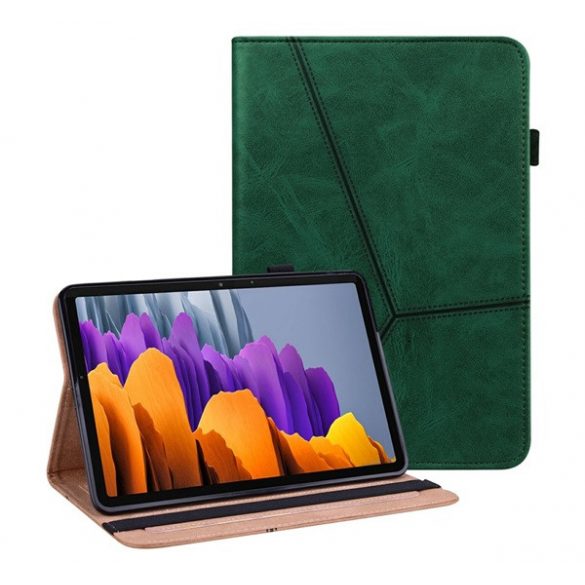 Husă în picioare, efect piele (FLIP activ, deschidere laterală, suport desktop, efect piele uzată, suport creion) VERDE ÎNCHIS Samsung Galaxy Tab S7 WIFI (SM-T870), Samsung Galaxy Tab S7 LTE (SM-T875), Samsung Galaxy Tab S7 LTE 5G (SM-T876), Samsung