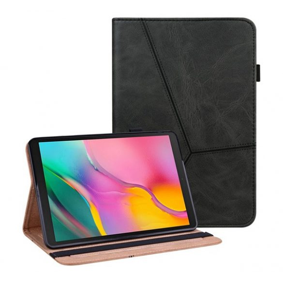 Husă în picioare, efect piele (FLIP activ, deschidere laterală, suport desktop, efect piele uzată, suport creion) NEGRU Samsung Galaxy Tab A 10.1 WIFI (2019) SM-T510, Samsung Galaxy Tab A 10.1 LTE (2019) SM-T515