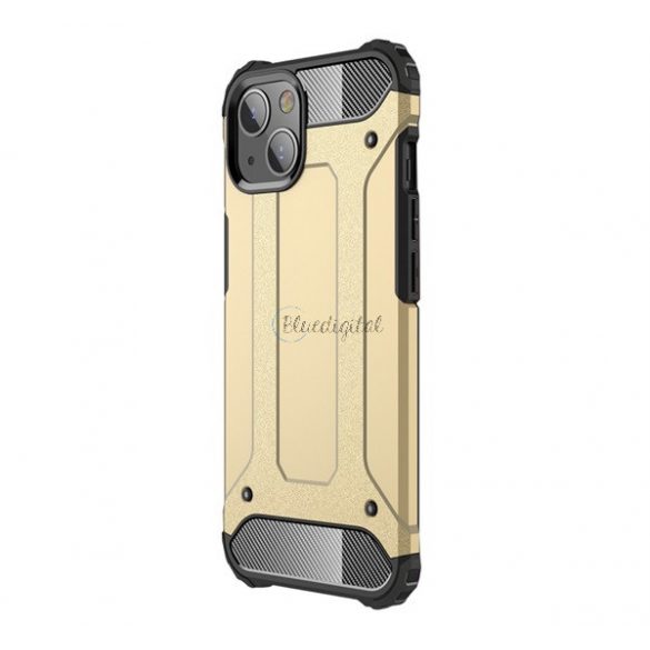 Protector de telefon din plastic Defender (rezistenta medie la impact, colt cu perna de aer, interior din silicon, efect metalic) GOLD Apple iPhone 13 mini