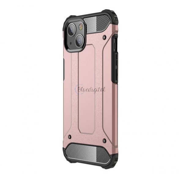 Protector de telefon din plastic Defender (rezistenta medie la impact, colt cu perna de aer, interior din silicon, efect metalic) ROSE GOLD Apple iPhone 13 mini