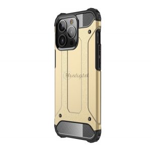 Protector de telefon din plastic Defender (rezistență medie la impact, colț cu pernă de aer, interior din silicon, efect metalic) GOLD Apple iPhone 13 Pro