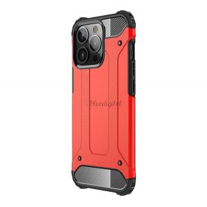 Protector de telefon din plastic Defender (rezistenta la impact mediu, colt cu perna de aer, interior din silicon, efect metalic) RED Apple iPhone 13 Pro