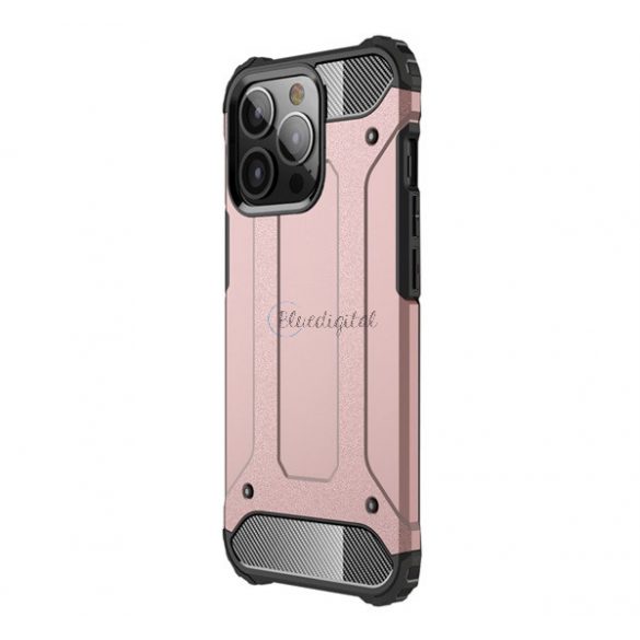 Protector de telefon din plastic Defender (rezistenta la impact mediu, colt cu perna de aer, interior din silicon, efect metalic) ROSE GOLD Apple iPhone 13 Pro