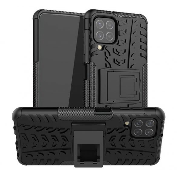 Protector de telefon din plastic Defender (rezistent mediu la impact, interior din silicon, suport, model anvelope auto) NEGRU Samsung Galaxy A22 4G (SM-A225), Samsung Galaxy M22 (SM-M225F)